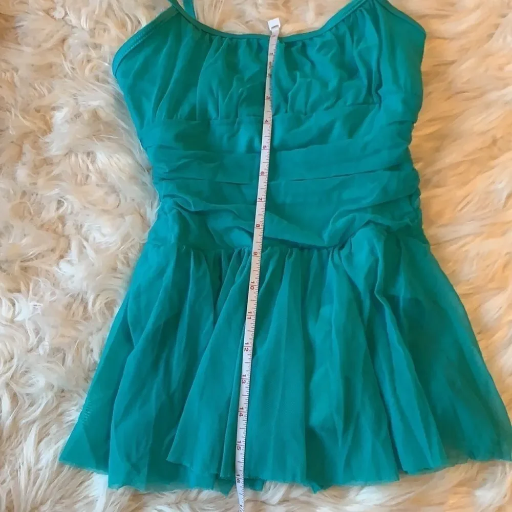 Body Wrappers P735 Dance Skate dress camisole gathered mesh skirt overlay